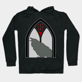 Gothic pointed arch - black raven in window Hoodie